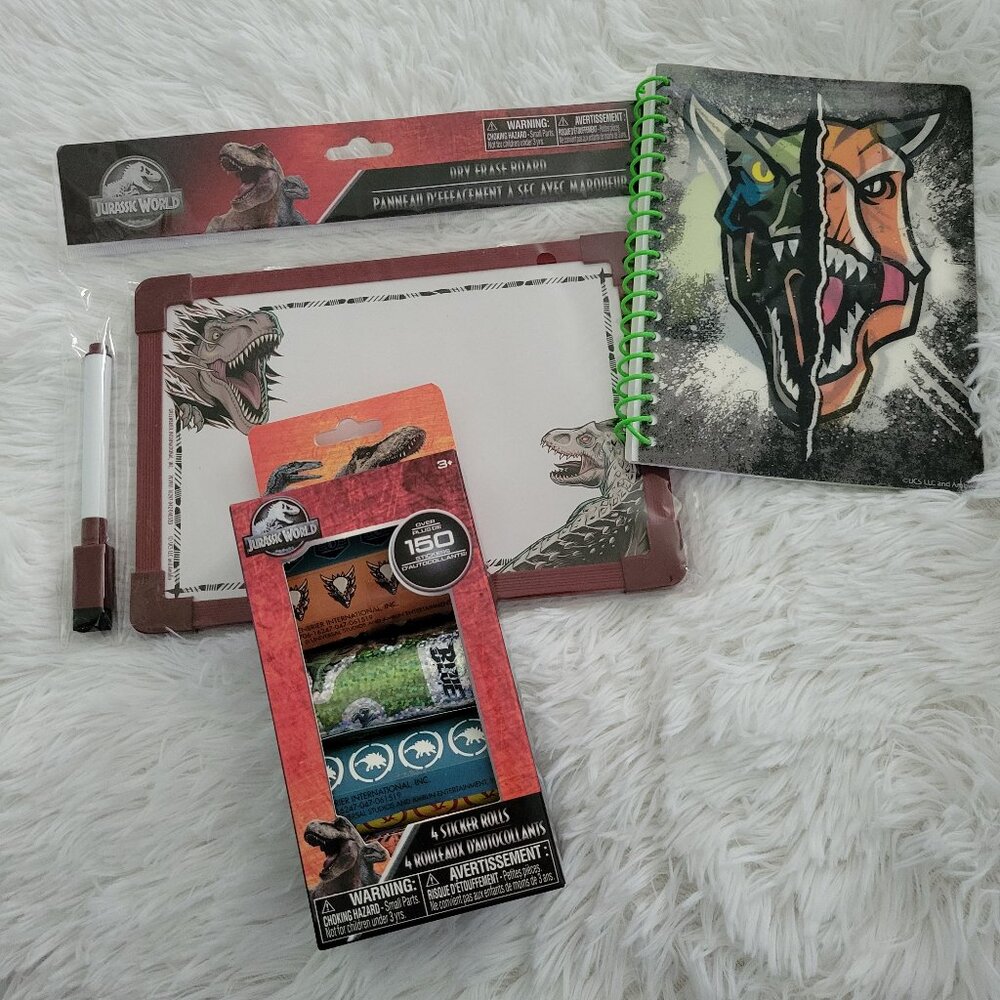 Jurassic World Notebook, Stickers, & Dry Erase Board Set